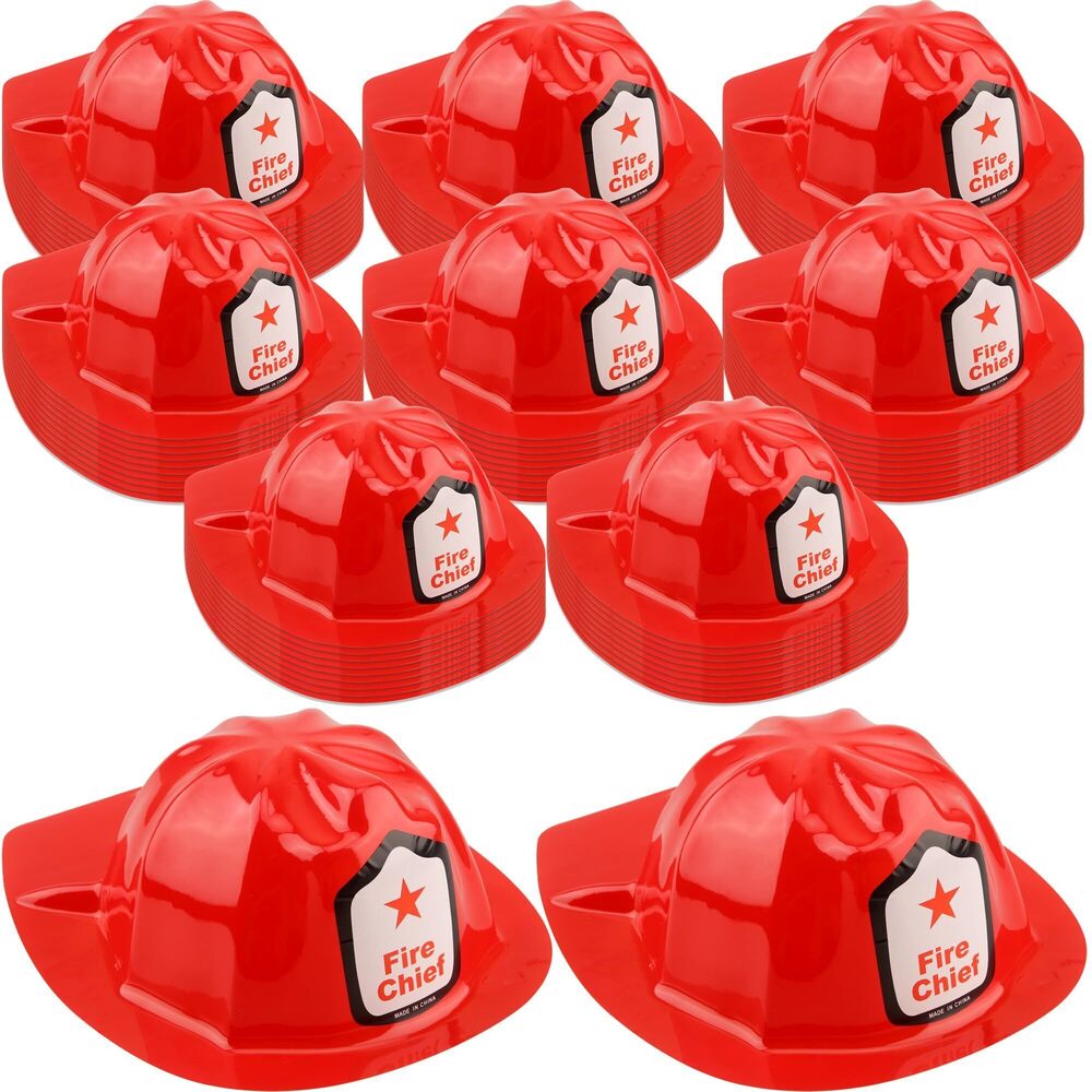 3520 80 Pack Kids Firefighter Hat Red Fire Hat Plastic Children Firefighter